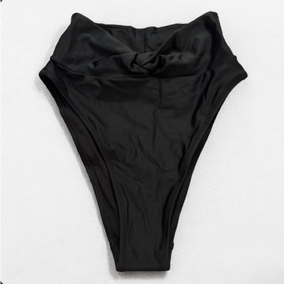 Aerie Real Good Twist High Cut Cheeky Bikini Bottom High-Waisted Black XXS - Picture 1 of 6